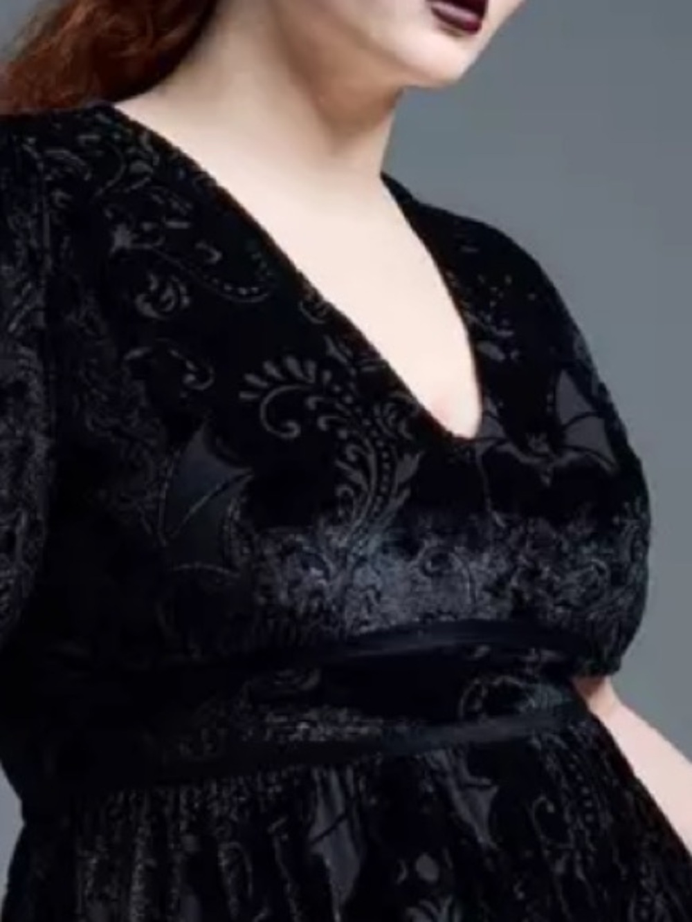 NIGHTFALL BY TORRID BURNOUT BLACK VELVET BAT MAXI DRESS SZ 3X - Picture 2 of 7